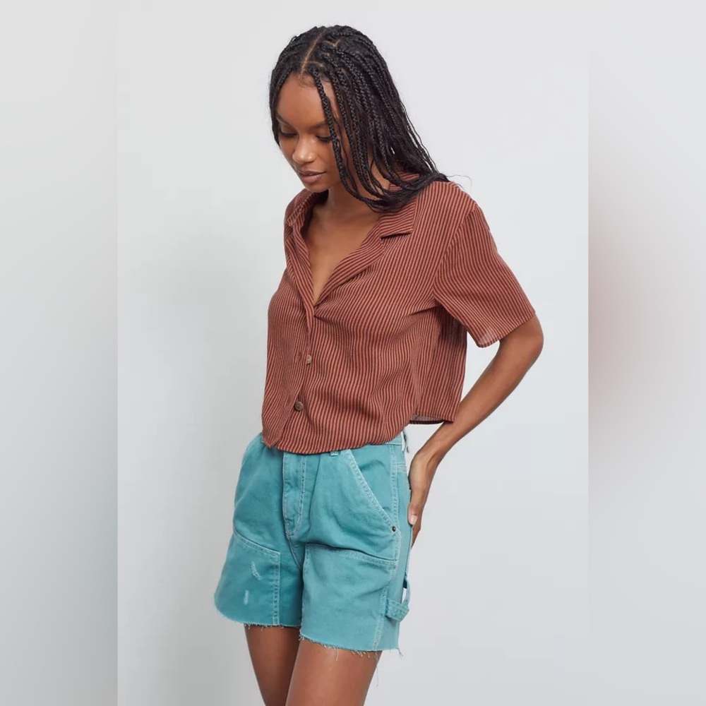 BDG Teal Jean Shorts - Picture 2 of 9